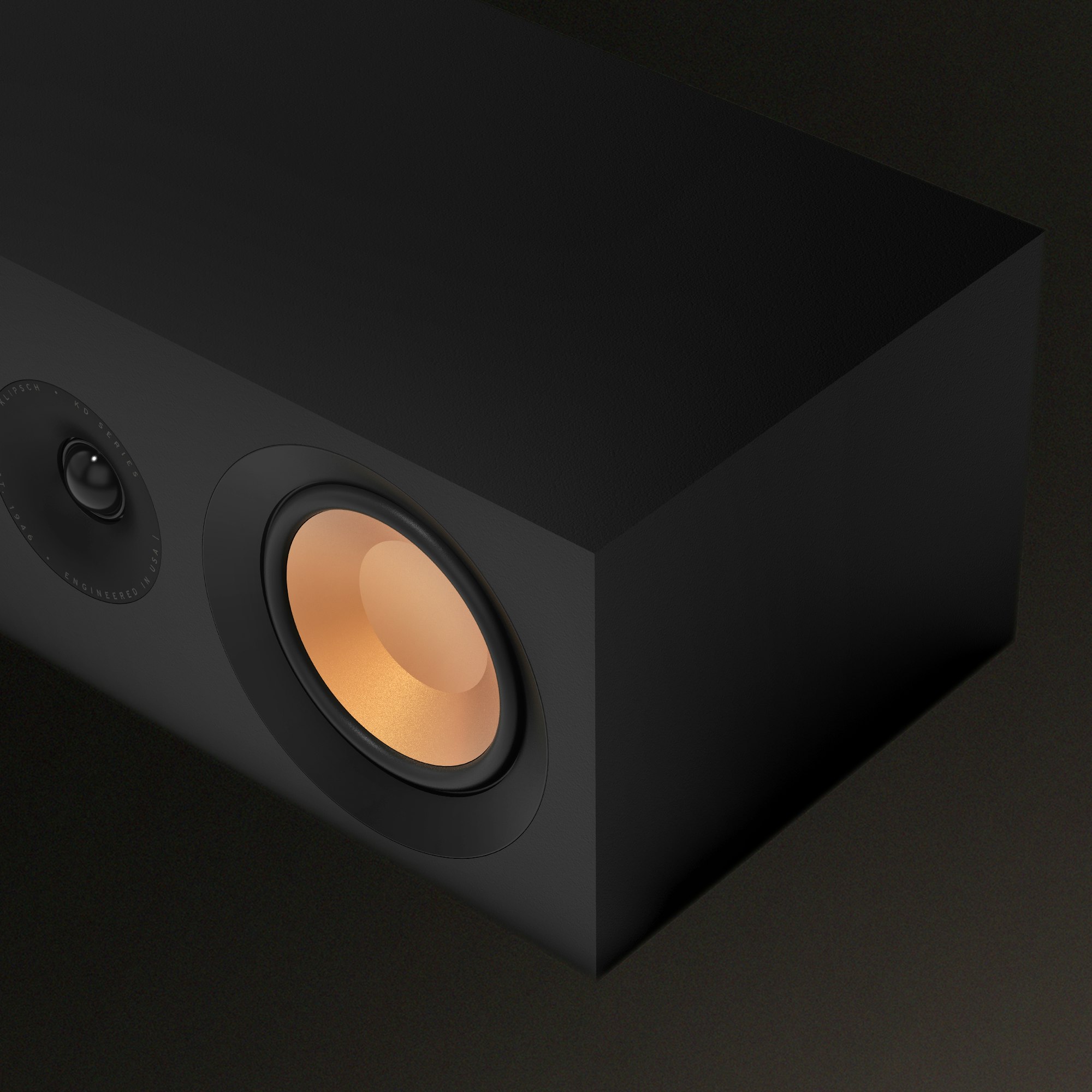 KD-52C front angle closeup of woofer and dhorm tweeter